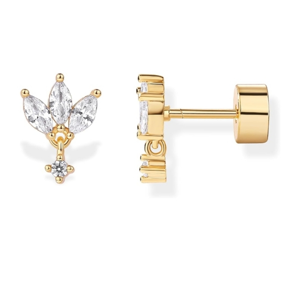 14K Gold Plated Sentimental Dangle Flat Back Earrings